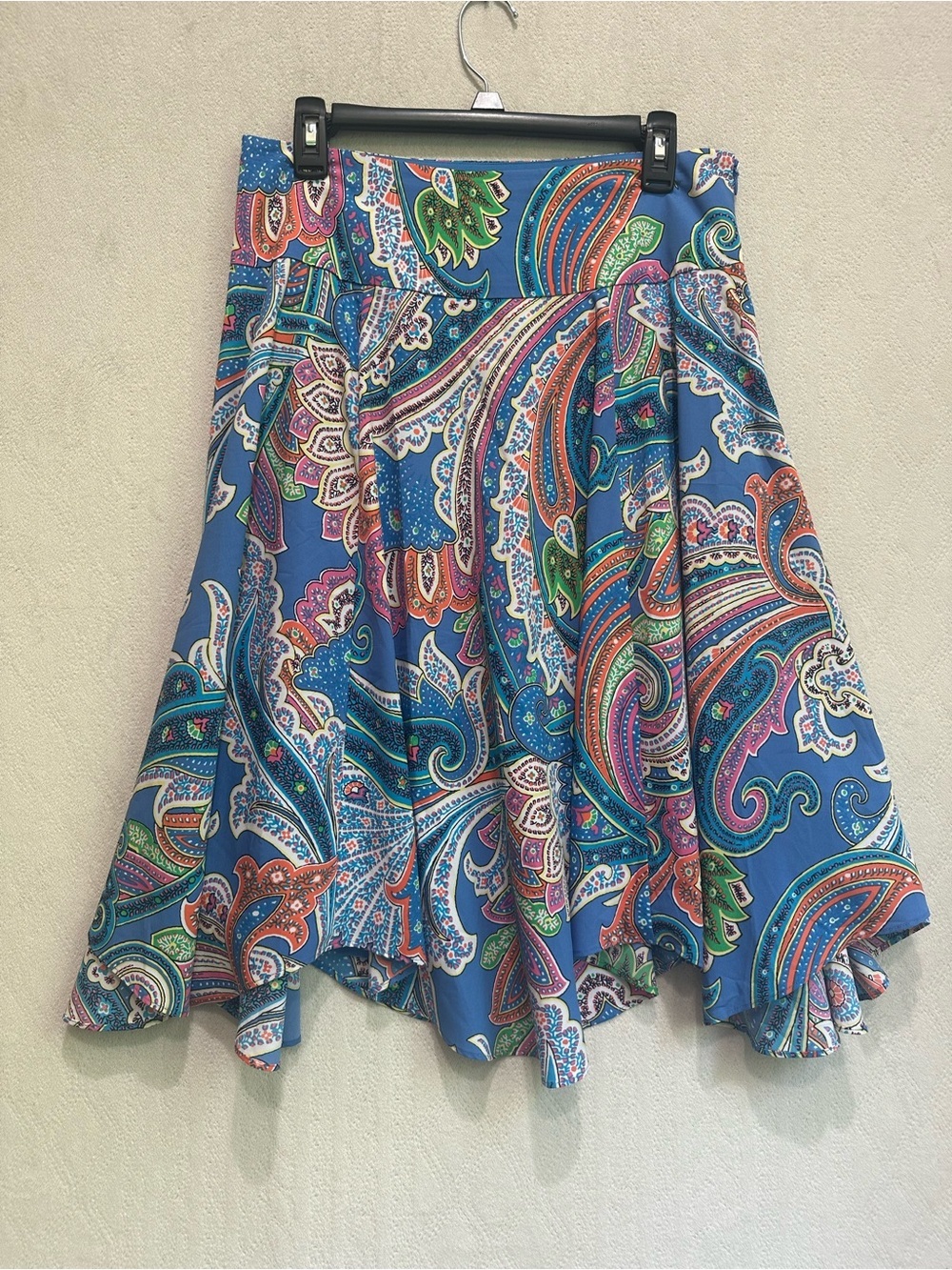 Lauren Ralph Lauren Multicolor Paisley A-Line Skirt Asymmetrical Hem Sz 6 Midi